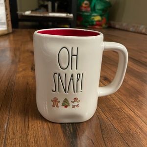 Rae Dunn oh snap gingerbread man mug red inside
